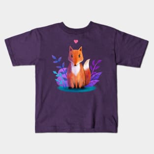 Cute Fox Love Illustration Kids T-Shirt